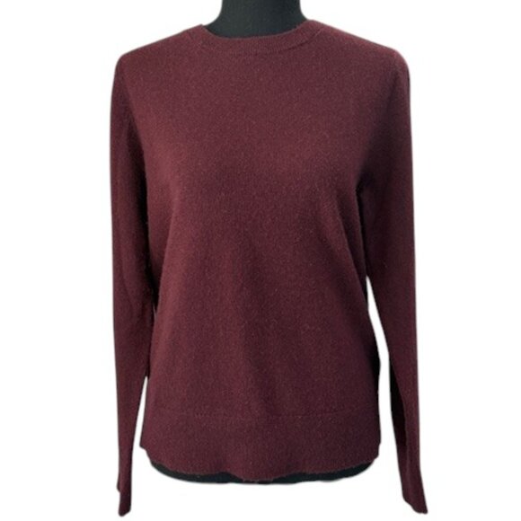 QUINCE Mongolian Cashmere Crew Neck Sweater Burgundy Medium - Picture 3 of 11